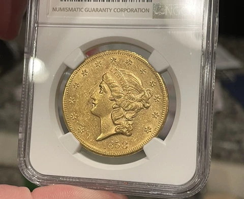 1858-S NGC AU58 $20 Gold Liberty Double Eagle Cover