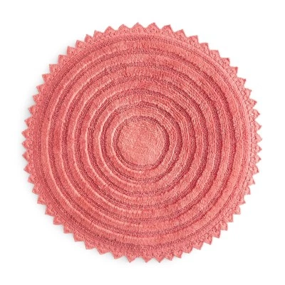 SKY Round Crochet Bath Floor Rug Round ~  Coral, 32" ~ NWT ~ India - Image 1 of 4