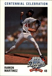 1990 Dodgers Police Baseball Card #48 Ramon Martinez