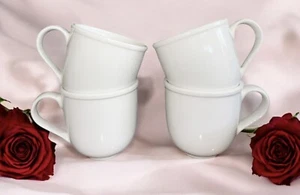 CRATE & BARREL White Porcelain Cafeware Coffee Cappuccino Mugs 4”H SET Of 4 EUC - Picture 1 of 8