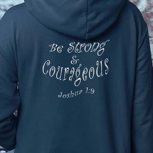 Heavy Blend™ Hoodie Sweatshirt "Be Strong & Courageous" printed on back - Picture 1 of 110
