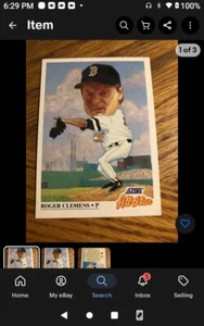 1991 SCORE ALL STAR ROGER CLEMENS CARD #399 BOSTON RED SOX Big Head - Bild 1 von 2