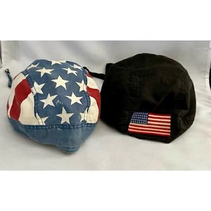 Biker Totenkopf Head Wrap Doo Rag Cap Vintage amerikanische Flagge bestickt 2er Pack - Bild 1 von 7