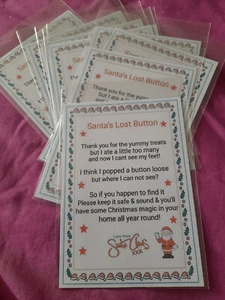 100 x Santa's Lost Button cards and bags. Stocking filler Fundraising Fetes - Picture 1 of 1