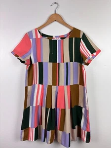 Marimekko Mirri Tunic Dress Short Sleeve Cotton Multicolor Colorblock Size 38 - Picture 1 of 10