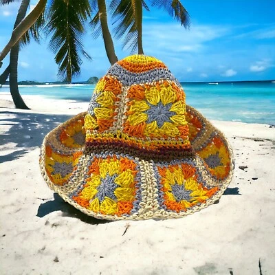 Peter Grimm крючком ведро 100% солома Summer шляпа один размер подходит всем бабушки ядро - Изображение 1 из 4