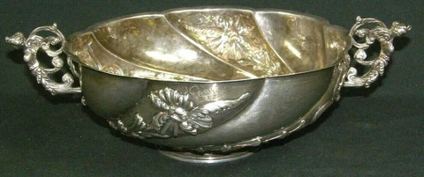 GEORGE III ENGLISH STERLING SILVER REPOUSSE CENTERPIECE BOWL 1799 ROBERT SHARP Cover
