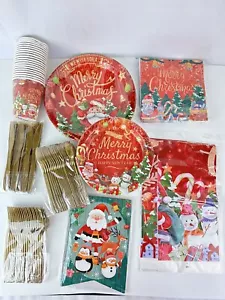 175 PCS Plates and Napkins Merry Christmas Happy New-year Party Supplies - Picture 1 of 5