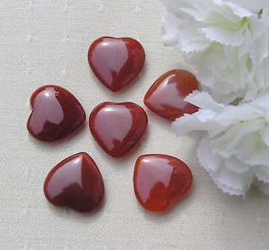 6 corazones pulidos hinchados de piedras preciosas sólidas de cornalina - 20 mm - chakra - Reiki - rejilla - Imagen 1 de 5