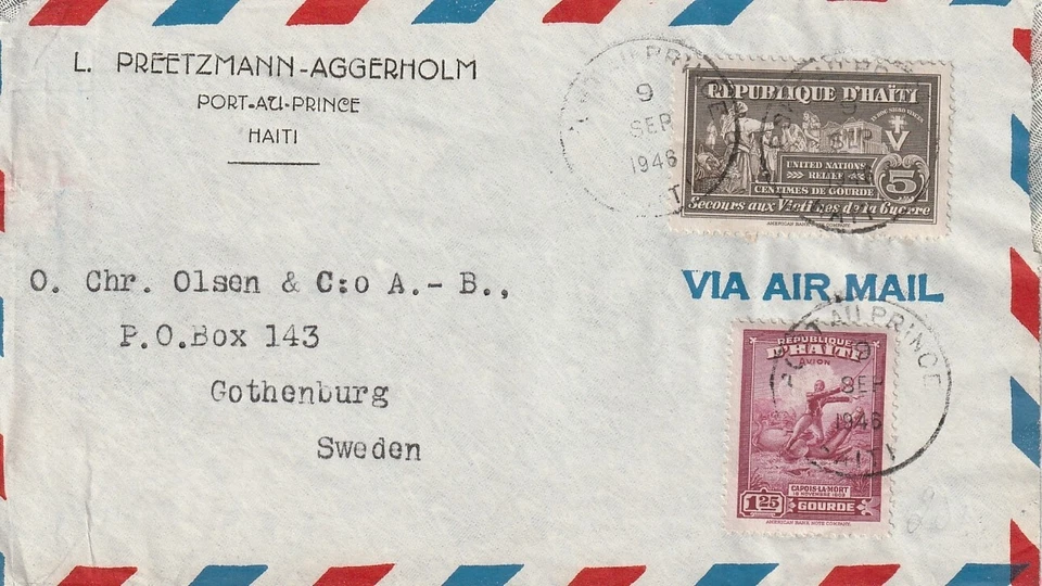 HAITI: Airmail cover to Sweden 1948. - Image 1 of 1