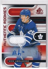 2022-23 UD SP GAME USED AUTHENTIC ROOKIES AUTO JERSEY LEAFS NICK ABRUZZESE /149