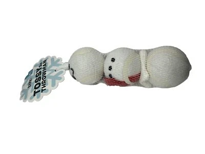 3 BARK BOX Dog Squeak Tennis Balls Medium Large Christmas White Snowman - Image 1 of 3