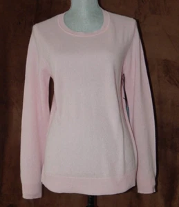 NWT TAHARI 100% 2- PLY CASHMERE Sweater Round Neck Light Pink LARGE - Picture 1 of 6