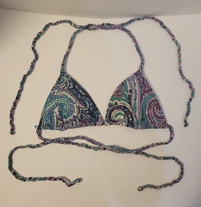 Etro Bikini Top Size IT 40 Triangle Top Self Tie Sexy Blue,Purple & Green - Picture 1 of 8