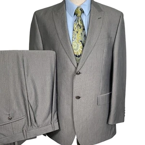 Sean John Suit Men 42R 37W 28L Gray Pinstripe Business Formal Party - Picture 1 of 19