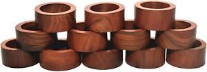 1.5" Wooden Napkin Ring Holders Handcrafted In Naturals Wood - Set of 12 Rings