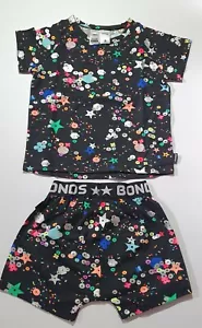 Bonds Baby Kids Size 3 PJ kids Sleep Shorts Set Black Star Dust Theme - Picture 1 of 8