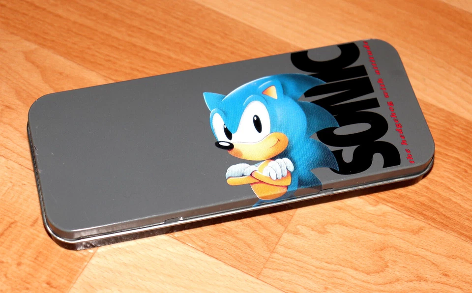 1992 Sonic 2 the Hedgehog Sega Genesis Extremely Rare Promo Pin Set in Tin Case - Image 1 of 4