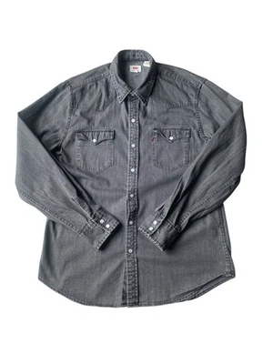 Levi’s Denim Shirt Men’s Medium Grey Snap Button Long Sleeve Western - Image 1 of 4