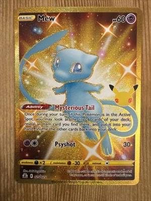 Pokemon Card - Mew 025/025 Secret Rare Celebrations 25th Anniversary Gold NM - Image 1 of 2