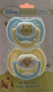 Disney Baby Winnie The Pooh Pacifier Blue & Yellow-2 Pack With Covers Free Ship - Picture 1 of 4
