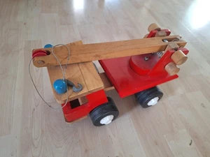 Plaho DDR Holz Kran + Anhänger LKW Ostallgie wie Bruder - Bild 1 von 4