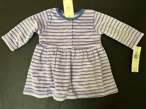 NWT Infants 3-6 mos OSH KOSH BABY Y2K vintage Velour Striped Long Sleeve DRESS - Picture 1 of 6