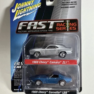 Johnny Lightning 2 Pack Fast Racing Series 69 Chevy Camaro ZL1 69 Corvette I25 - Image 1 of 2