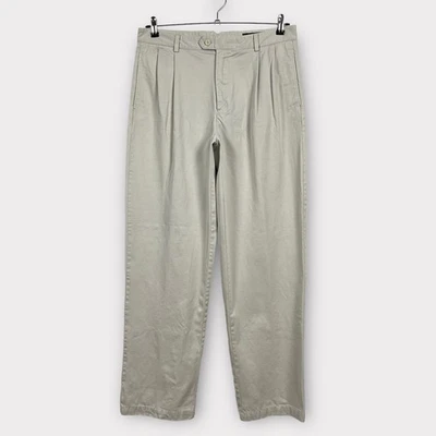 Pantalones informales de sarga Daniel Cremieux Classics plisados delanteros claros caqui talla 34 x 32 Foto 1 de 4