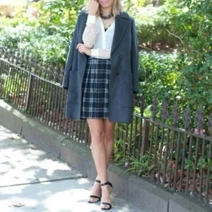 WITCHERY Black White Winter Plaid Check High Waisted Pleated Skirt Size 8 AU - Picture 1 of 5