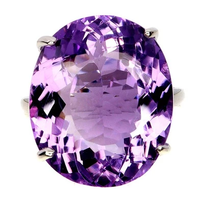 Anillo de plata de ley 925 amatista ovalada 34 quilates hecho a mano joyas de piedras preciosas talla 8,5 Foto 1 de 4