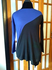 Ann Taylor Pullover blau und schwarz asmetrischer Saum Gr. Petite Medium  - Bild 1 von 6