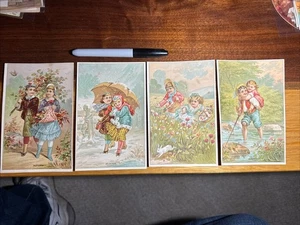 4- Antique Seasonal Trade Cards Winter, Summer, Spring, Autumn.   U381 - Picture 1 of 2