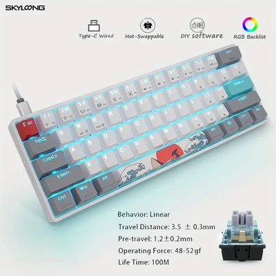 SKYLOONG SK61 60% Gaming Keyboard Hot-Swap Optical RGB Mechanical USB-C PBT - Image 1 of 4