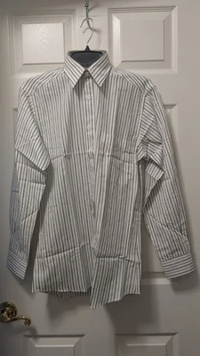 Camisa Yves Saint Laurent a Rayas Abotonada 14.5 32/33 Hecha en Mauricio De Colección Nueva Con Etiquetas Foto 1 de 4