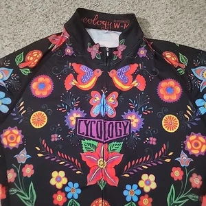 Cycology Cycling Jersey Womens Medium Floral Short Sleeve Full Zip (O1) - Picture 1 of 7