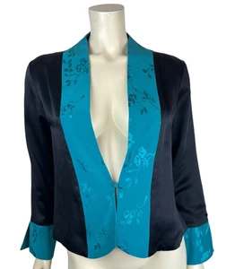 NEU Dreamsaks Seide Kimono Jacke Oberteil Gr. S Langarm asiatisch Blumen Vintage - Bild 1 von 11