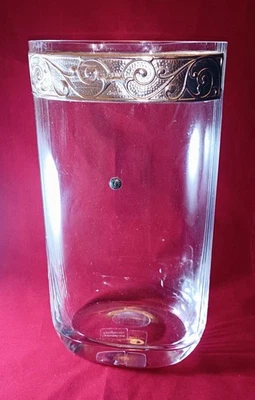 vaso ottaviani vetro/cristallo banda argento opera depositata - Immagine 1 di 4