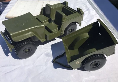 Vtg Air Force Green Jeep & Trailer EMPIRE Toys 1976 Fits 12” GI JOE Action Dolls - Image 1 of 4