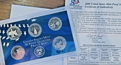 2000-S State 25c Quarter Set ~ Amazing BLUE Toned Beauties! ~ With COA ~WOW! W25 - Image 1 of 4