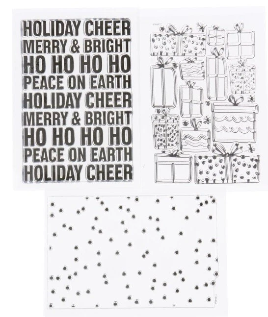 Kingston Crafts Set-of-3 Christmas Background Stamps 3.5 808631 Cardmaking
