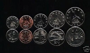 Zimbabwe 1 5 10 20 50 CENTS 1990-1997 Willdlife Animal UNC Zimbabwean 5 Coin Set - Picture 1 of 4