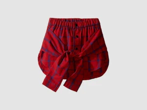 $118 Eve Jnr Kid's Girl's Red Plaid Pull-On Wrap A-Line Skirt Size 9 - Picture 1 of 1