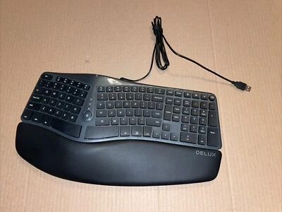 DeLUX Wired Ergonomic Split Keyboard with Wrist Rest Black GM901U PLZ READ! - Image 1 of 4