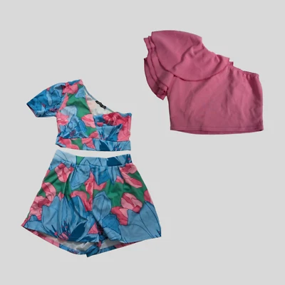 Lote de 3 piezas Boohoo Top Para Mujer Talla 8 Un Lado Natación Playa Boho Verano Volantes Recortados Foto 1 de 4