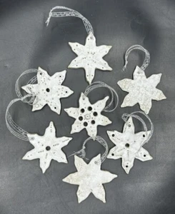 Handgefertigte lufttrockene Tonkeramik Sterne Weihnachtsschmuck SET (7) weiße Verglasung - Bild 1 von 17