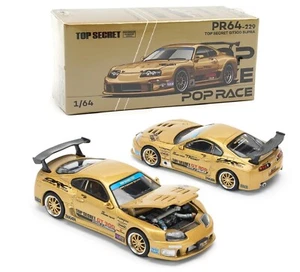 Pop Race 1:64 Toyota Supra GT300 Top Secret Gold Metallic Diecast Car PR640229 - Imagen 1 de 5