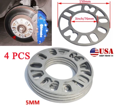 4 Pcs/Set 5mm Aluminum Auto Car Wheel Tire Spacers Adaptor Shims Plate 4/5 Stud - Image 1 of 4
