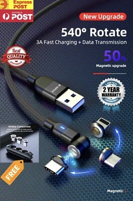 Right Angle Braided Magnetic USB-C Micro Fast Charging Data Cable for iPhone 17 - Image 1 of 4