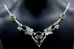 925 Sterling Silver Green Peridot Gemstone Handmade Jewelry Necklace S-17-18 - Picture 1 of 7